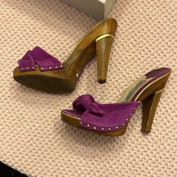 Jimmy Choo Purple and Wood Heels - Picture 3 of 10